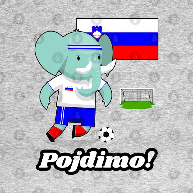 ⚽ Slovenia Football, Elephant Scores a Goal, Pojdimo! Team Spirit by Pixoplanet